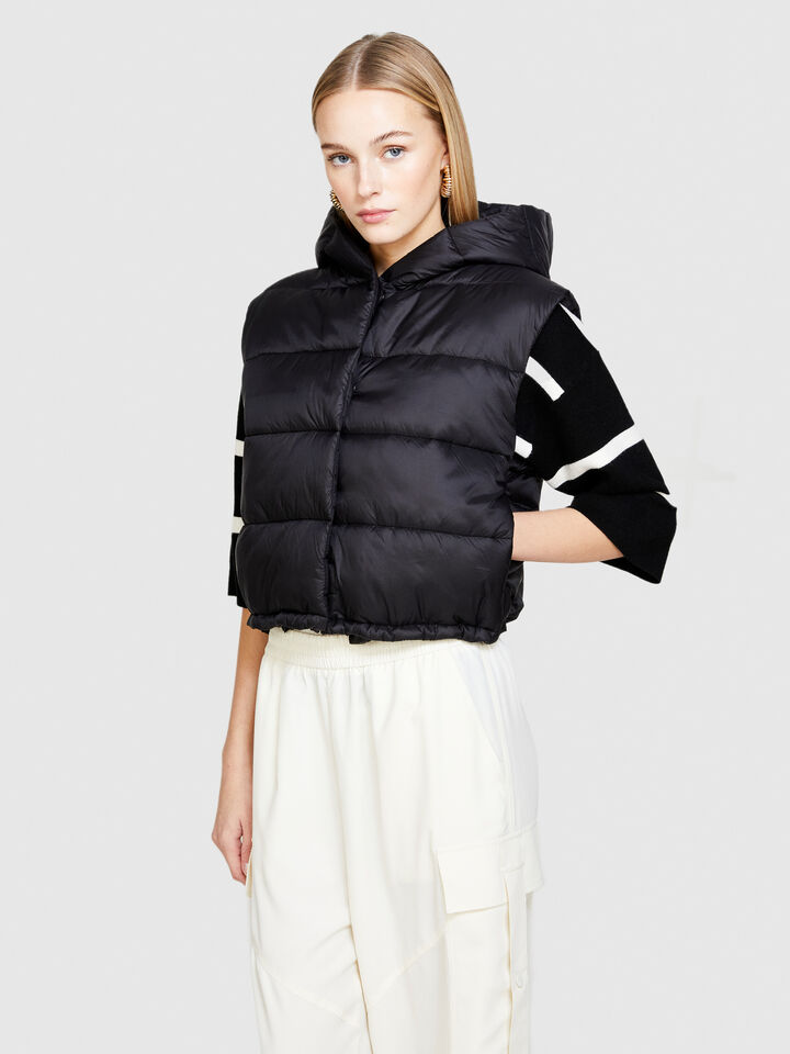 Sleeveless jacket with hood - null - Black | Sisley image number 4